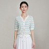 「自」全新升级【铂金会员275/天猫369/差价94】(80940)洛诗琳夏季新款V领撞色通勤百搭气质条纹镂空针织开衫女 商品缩略图1