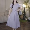 鹿向南「紫陌轻织」紫色法式连衣裙女夏季新款短袖气质收腰长裙子 商品缩略图0