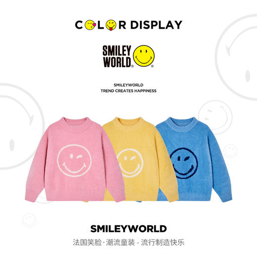SMILEY WORLD秋装爆款印花毛衣针织圆领上衣套头保暖S23435M313 商品图2