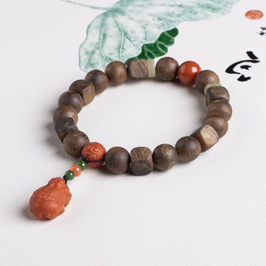 xy0434沉香+南红貔貅手串 商品图2