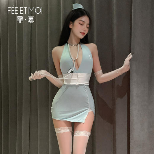 【情趣内衣】霏慕 私人护士深V露沟连衣裙ZY66 商品图4