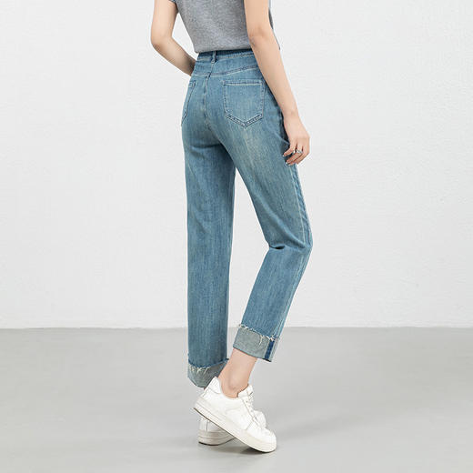 「高货rg」全新升级【铂金会员174/天猫229/差价55】(42017)洛诗琳新款窄版阔腿裤2025夏季翻毛边薄款直筒九分裤女 商品图3