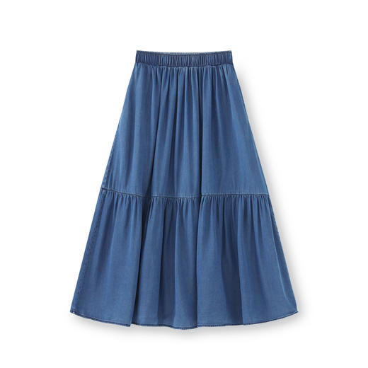 「高货wl」全新升级【铂金会员293/天猫389/差价96】(45820)洛诗琳复古怀旧天丝牛仔半身裙2025夏季拼接设计显瘦长裙 商品图4