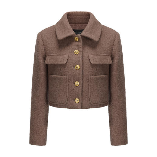 【哥本哈根暮色】复古花扣绵羊毛造型短外套 商品图4