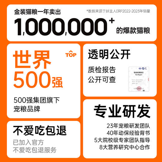 好主人金装成猫无谷猫粮体验装 400g 商品图3