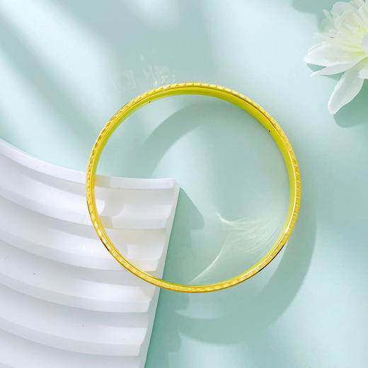 【限时克减150元】足金 【精品】无氰5D空心固口手镯把把胡十三幺国粹麻将手镯（面宽约5.7-6.1mm）(AR5DSZ00050)(预售产品下单后不退款不退货不换货不补差价 商品图1