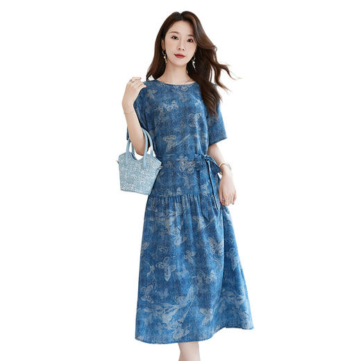 SM 82501731桑蚕丝国风显瘦中长裙极简通勤真丝连衣裙 商品图4