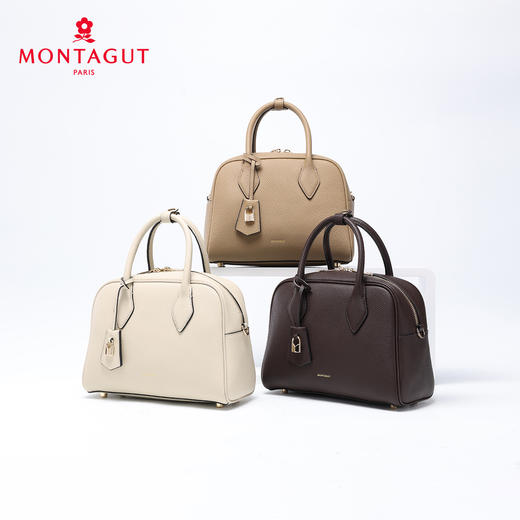 梦特娇女包2025头层牛皮保龄球包手提小包秋季新款单肩斜挎包女 商品图6