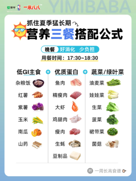 夏季猛长期丨一日三餐照着吃！