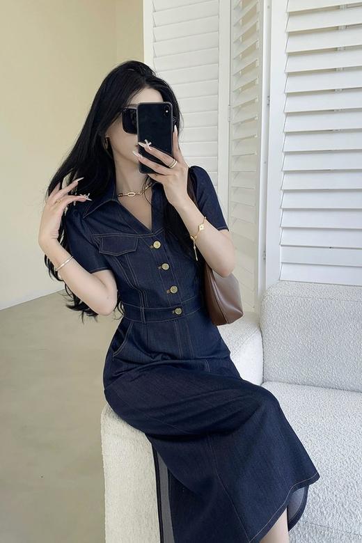 Le Malene 率性v领工装款牛仔连衣裙 20919 商品图1