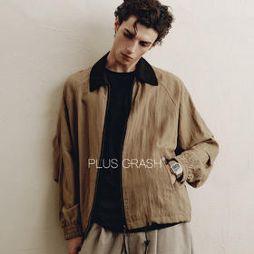 PLUS CRASH美式复古外套春秋新款拼色高级感工装C3翻领宽松夹克