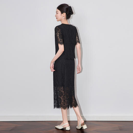 「高货wl」全新升级【铂金会员339/天猫459/差价120】(99021)洛诗琳气质小香风睫毛蕾丝上衣气质直筒半身裙两件套女 商品图1