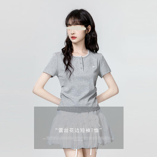 裁缝学苑AH29新款褶皱收腰短袖T恤纸样女装半开圆领正肩体恤 商品图4