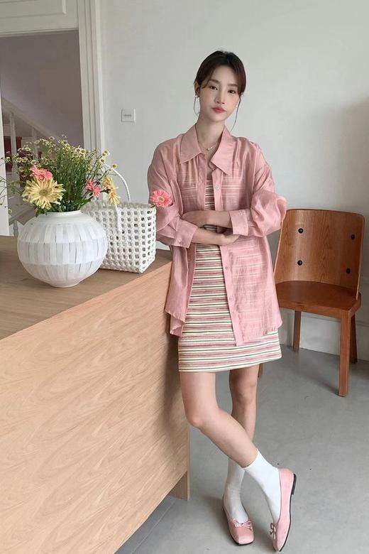 SUMMER & SAGE 粉色条纹吊带防晒套装 20908 商品图5