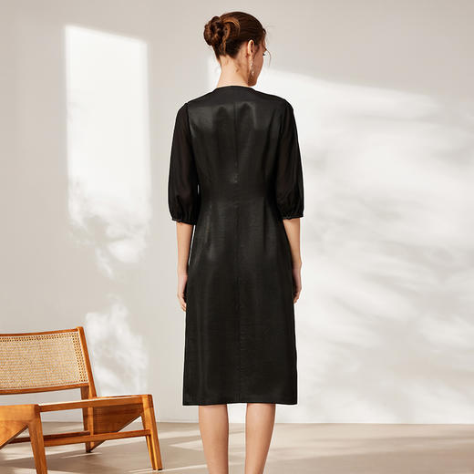 TANGY Collection天意2025秋季新品商场同款女一字领连衣裙L253806 商品图2