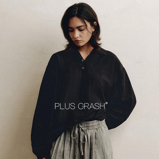 PLUS CRASH海鸥领欧风亚麻衬衫男士休闲长袖百搭简约舒适衬衣 商品图2