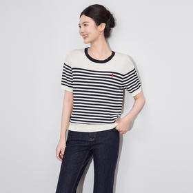 「高货wl」全新升级【铂金会员201/天猫269/差价68】(71035)洛诗琳气质小马刺绣针织T恤2025夏季兰精天丝条纹针织上衣wl71035