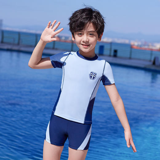儿童泳衣男女孩新款中大童防晒泡温泉男女童分体游泳衣套装 商品图1