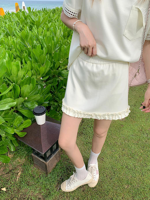 【折后再享2件88折】现货秒杀！微信打折价！袖口蕾丝边T恤+花边短裙两件套 日常189.99/件 立减60 秒杀129.99/件！！ 商品图6