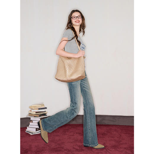 三彩独醒2025秋季新款微喇牛仔裤复古水洗喇叭裤休闲长裤F 商品图2