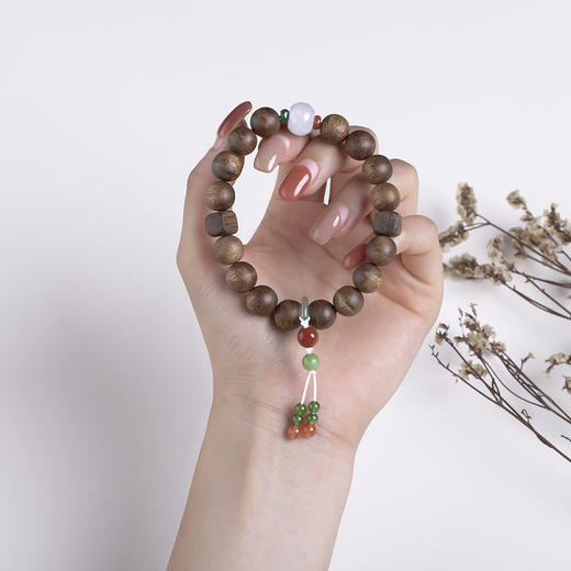 xy0430沉香+翡翠南红碧玉手串 商品图7