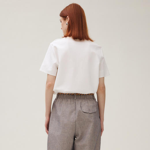 谜底白T恤短袖女2025秋季新品休闲百搭蜜蜂刺绣简约上衣253MT1157 商品图2