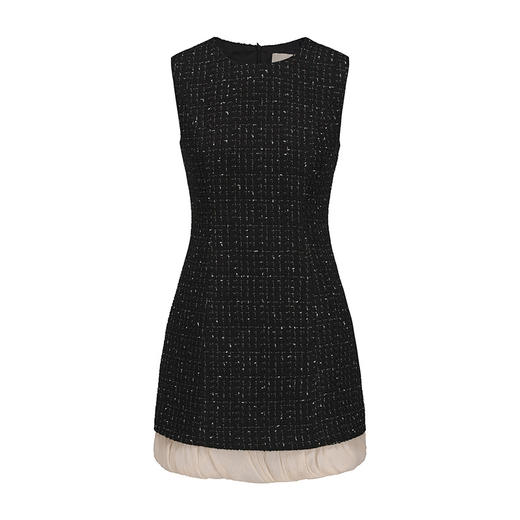 【维也纳星夜】下摆柔纱拼接修身小香风连衣裙 商品图4