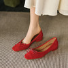 【预售5天】平底晚晚温柔豆豆单鞋女2025船鞋孕妇大码芭蕾舞红色配裙子瓢鞋6617 商品缩略图2