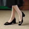 【预售5天】新款方头浅口优雅一脚蹬高跟鞋女气质方扣简约百搭粗跟单鞋MM&M602 商品缩略图1
