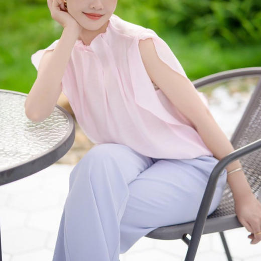 珠光粉天丝花瓣上衣+香芋紫垂垂裤｜清凉舒适，美得像天仙！ 商品图2