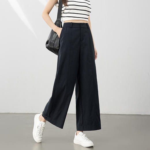 「自」全新升级【铂金会员220/天猫289/差价69】(75957)洛诗琳设计感窄版阔腿裤2025夏季新款宽松显瘦百搭直筒裤女75957 商品图2