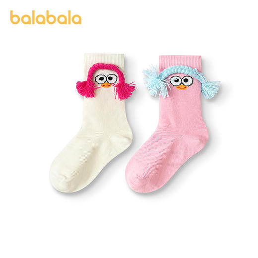 巴拉巴拉女童袜子秋季新品儿童中筒袜软弹趣味两双装 商品图4