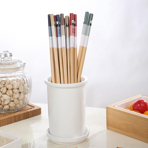 【批发】美丽雅筷子家用竹制2022新款熊猫印花防滑耐高温 5双/盒 商品图1