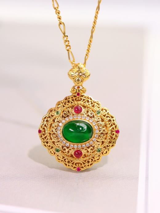 1ct蛋面素面祖母绿吊坠 商品图1