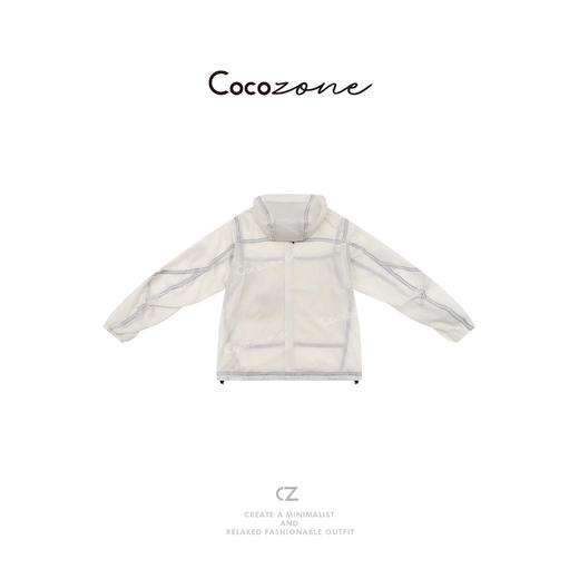 COCO ZONE 刘一一 “薄如蝉翼”连帽拉链撞色条纹外套 CD2A1539 商品图1
