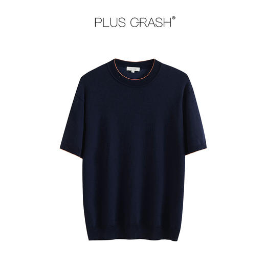 PLUS CRASH夏季新款莱赛尔短袖舒适透气圆领撞色时尚T恤衫半袖 商品图3