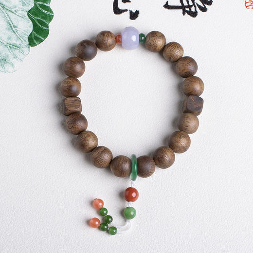 xy0430沉香+翡翠南红碧玉手串 商品图0