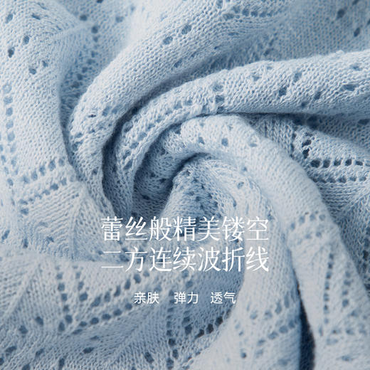 【严选】诗凡黎浪漫镂空V领系绳针织衫2025秋新款轻薄慵懒飞飞袖显瘦上衣7G7332011 商品图3