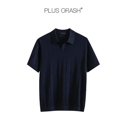 PLUS CRASH夏季海鸥领的开襟设计100%绵羊毛针织纯色短袖Polo衫 商品图4