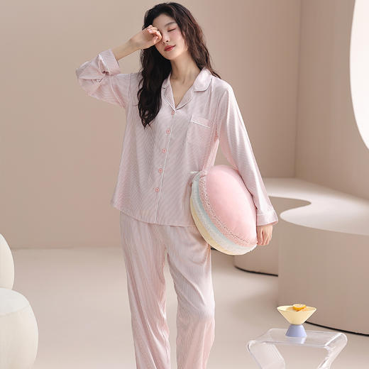 【轻氧装备】洁丽雅女长袖抑菌睡衣春秋休闲套装家居服套装女士舒适 商品图2