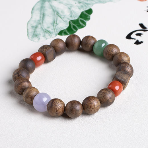 xy0435沉香+翡翠南红手串 商品图2