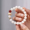 【白菩提红玛瑙莲花手串】敦煌福泽小众白玉菩提男女文玩手串 红玛瑙黄杨木莲花单圈手串 商品缩略图2
