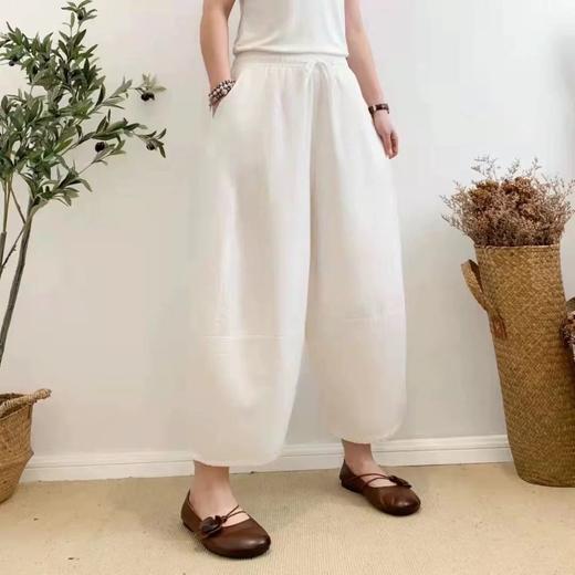 【YW】无忧购“清仓大促”百搭宽松大码高腰休闲阔腿水洗棉麻灯笼裤A019（截单后3-5天发货) 商品图0