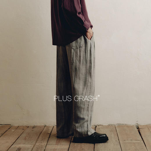 PLUS CRASH老钱风宽松百搭夏季莱赛尔亚麻休闲潮流薄款垂感长裤 商品图2