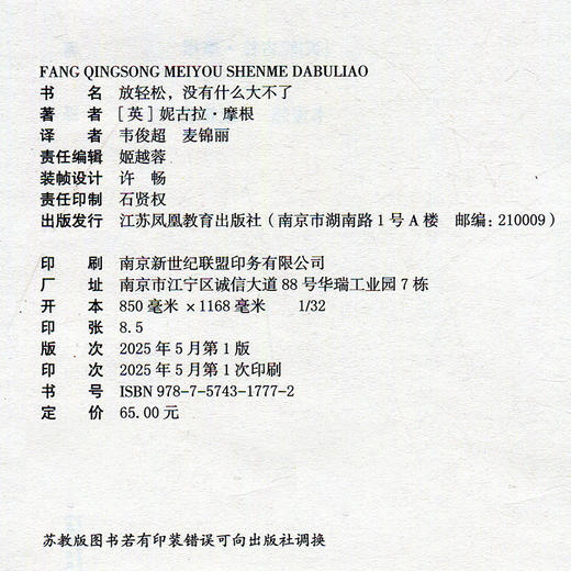 青芒系列 放轻松 没有什么大不了 定制化焦虑管理方案 90种实用技巧 5大策略类型等关于焦虑的一切 策略和解决方法 江苏凤凰教育出版社 商品图1