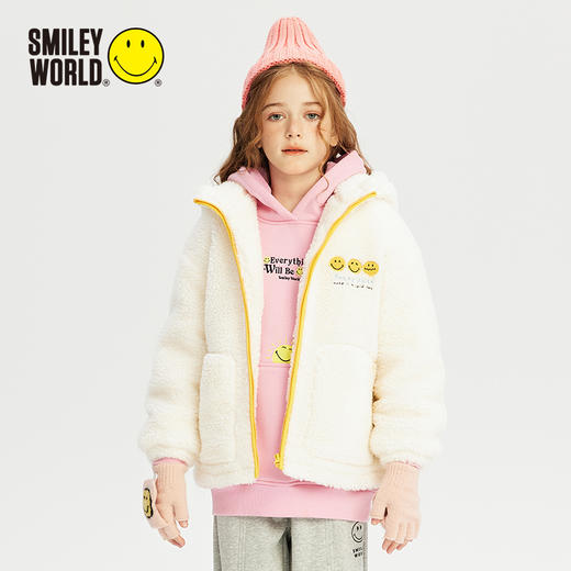 SMILEY WORLD儿童冬季外套羊羔绒连帽外套男女童保暖S23435J081 商品图5