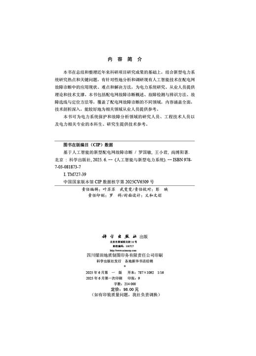 基于人工智能的新型配电网故障诊断 商品图2