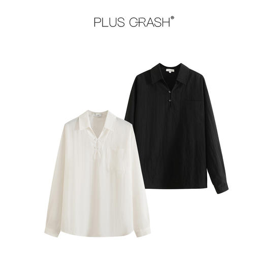 PLUS CRASH海鸥领欧风亚麻衬衫男士休闲长袖百搭简约舒适衬衣 商品图4