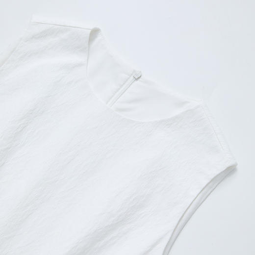 法式优雅肌理感无袖连衣裙女夏季收腰A字气质长裙小白裙V1150751 商品图5