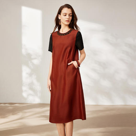 TANGY Collection天意2025秋季新品商场同款女拼接连衣裙L253803 商品图1